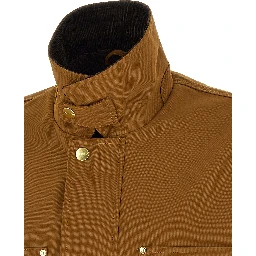 Brown Nylon Full-Length Jacket