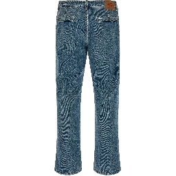 Blue Cotton Straight-Leg Jeans