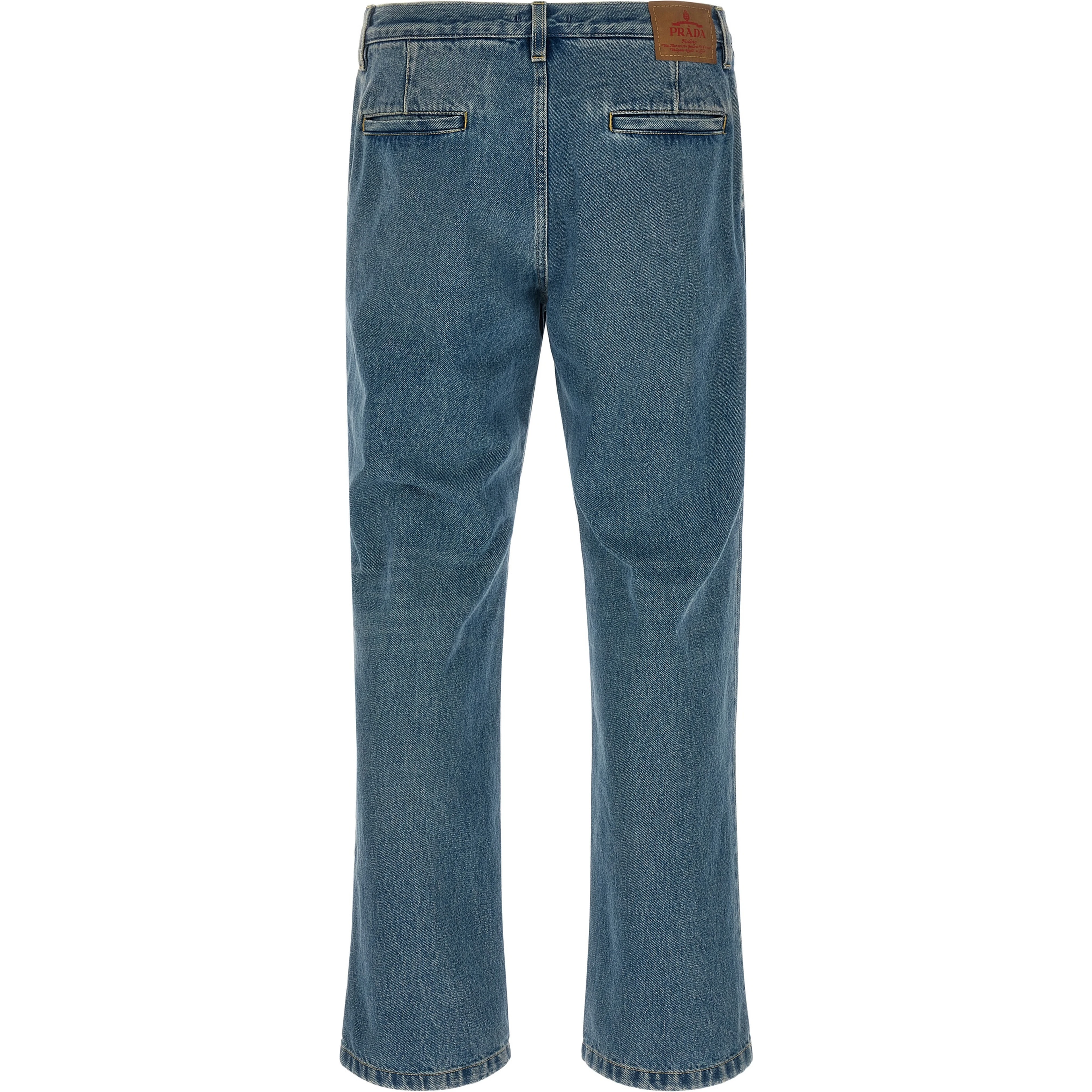 Blue Cotton Straight-Leg Jeans