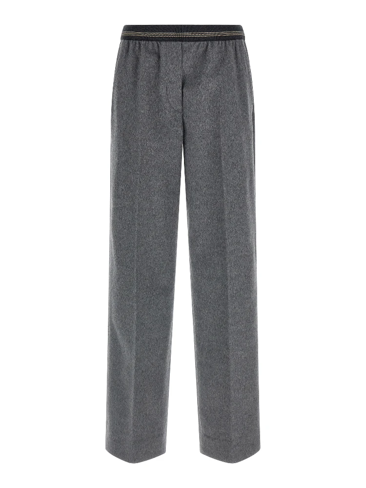 Gray Virgin Wool Casual Pants
