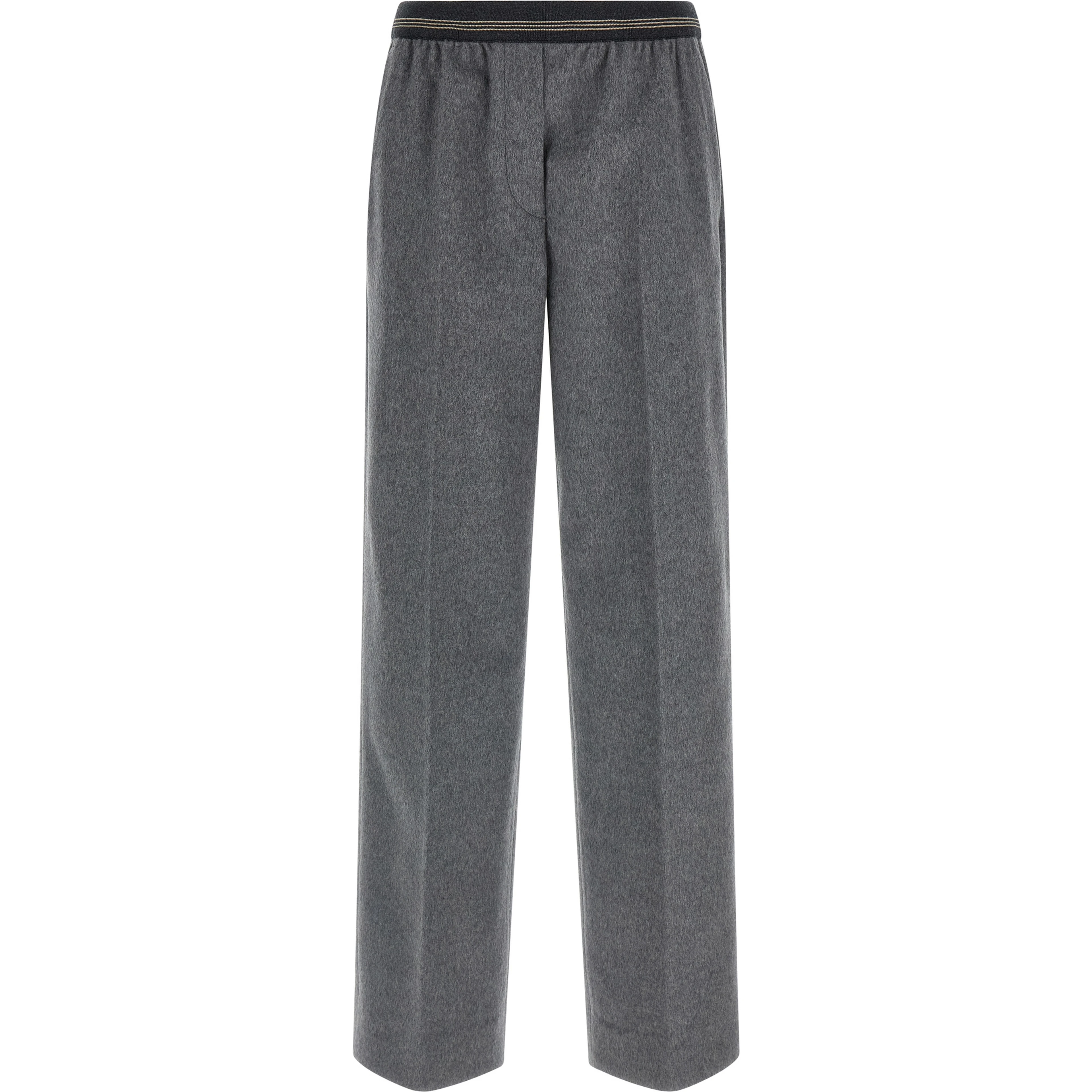 Gray Virgin Wool Casual Pants