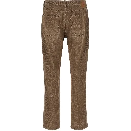 Brown Cotton Casual Pants