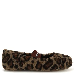 Brown Polyester Ballet Flats