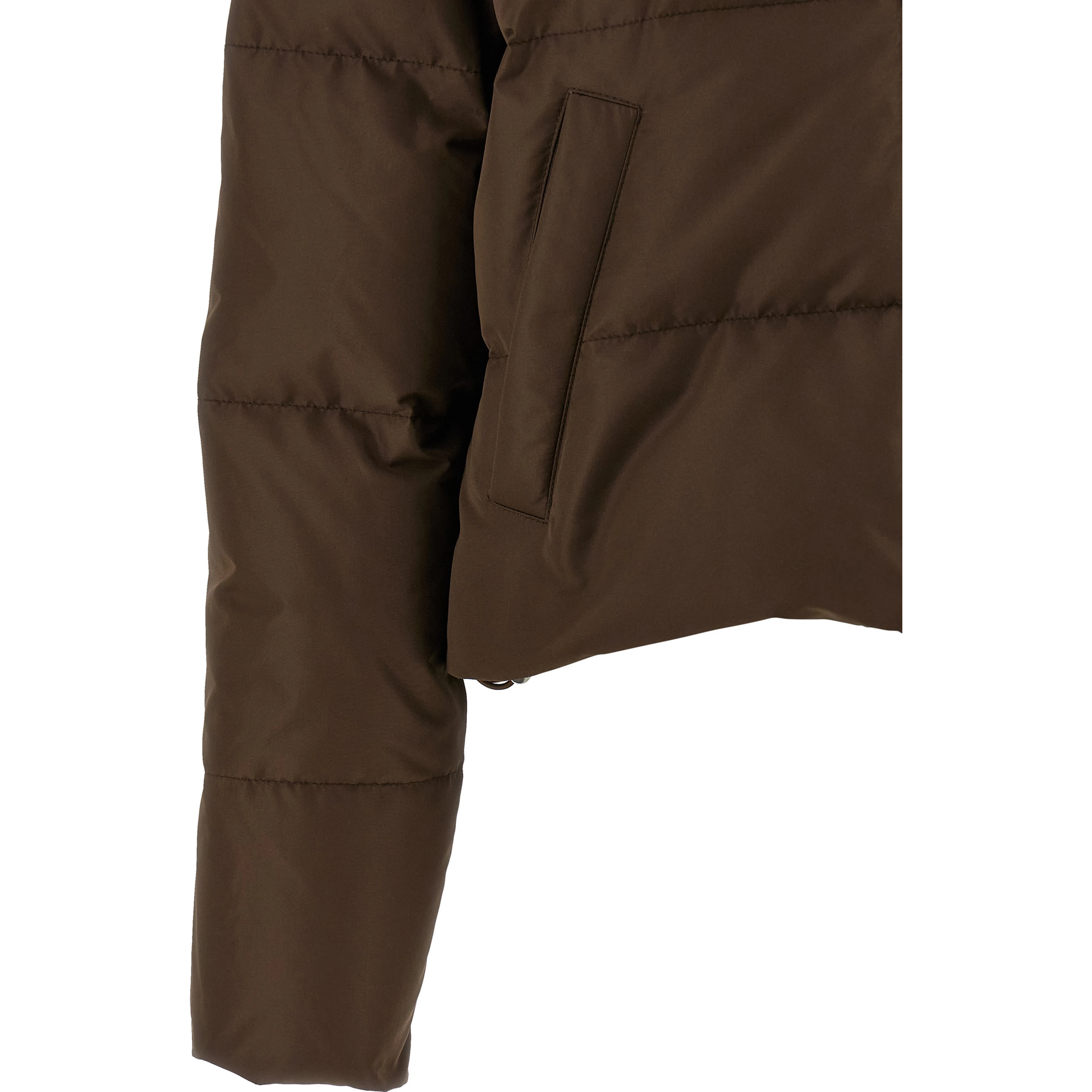 Brown Recycled Polyester Full-Length Jacket