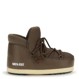 Brown Polyester Lace-Up Boots