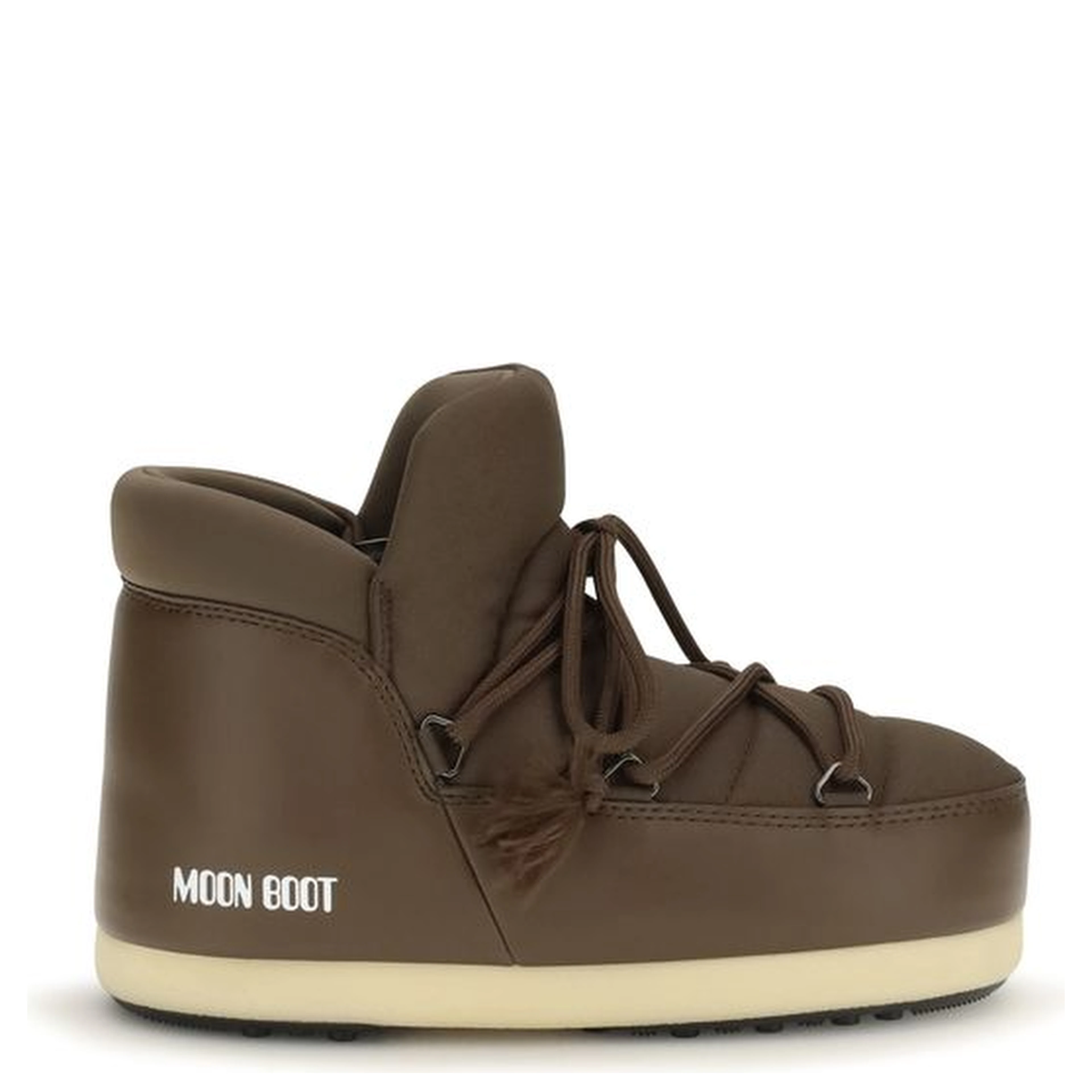 Brown Polyester Lace-Up Boots