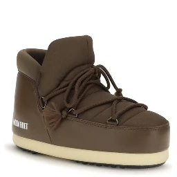 Brown Polyester Lace-Up Boots