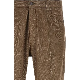 Brown Cotton Casual Pants