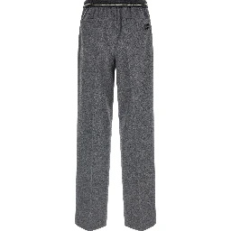 Gray Virgin Wool Casual Pants