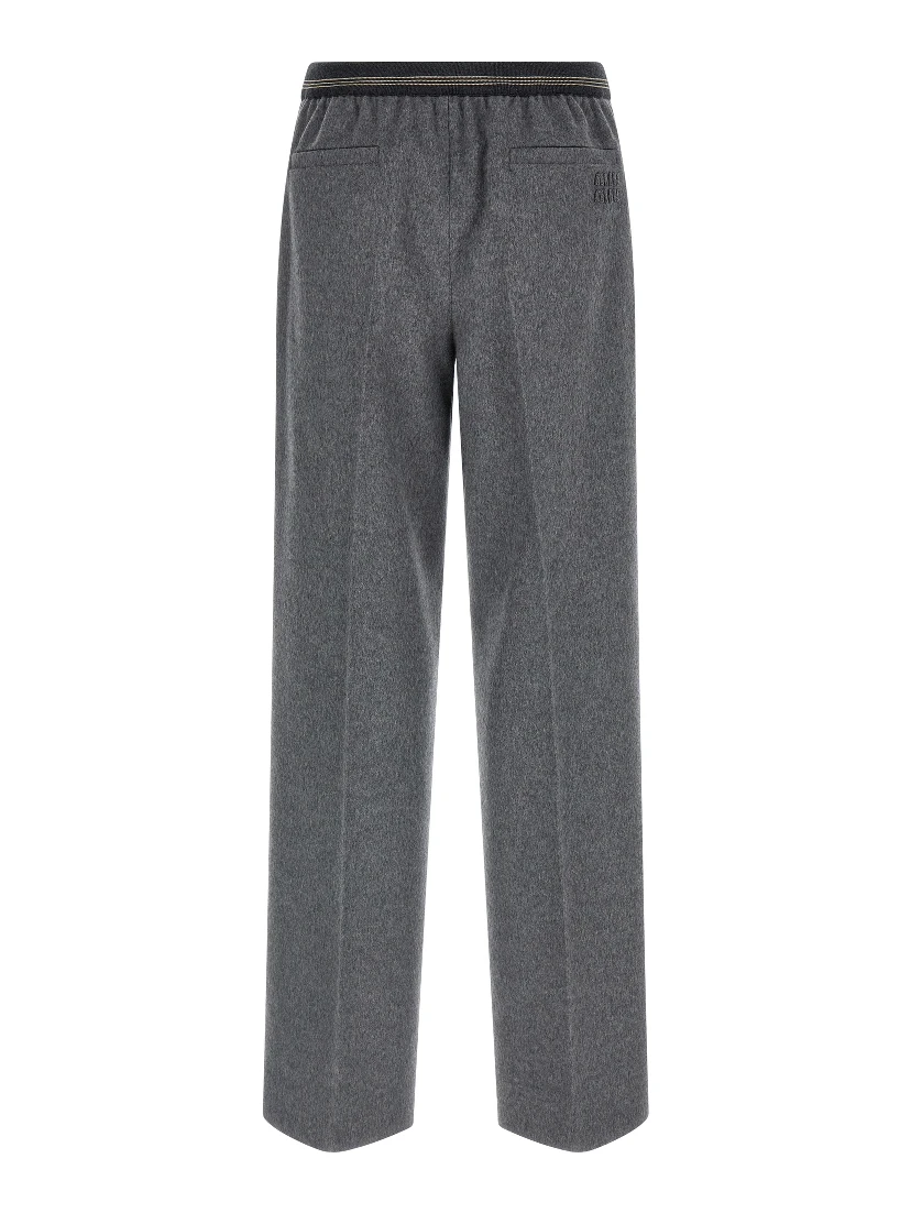 Gray Virgin Wool Casual Pants