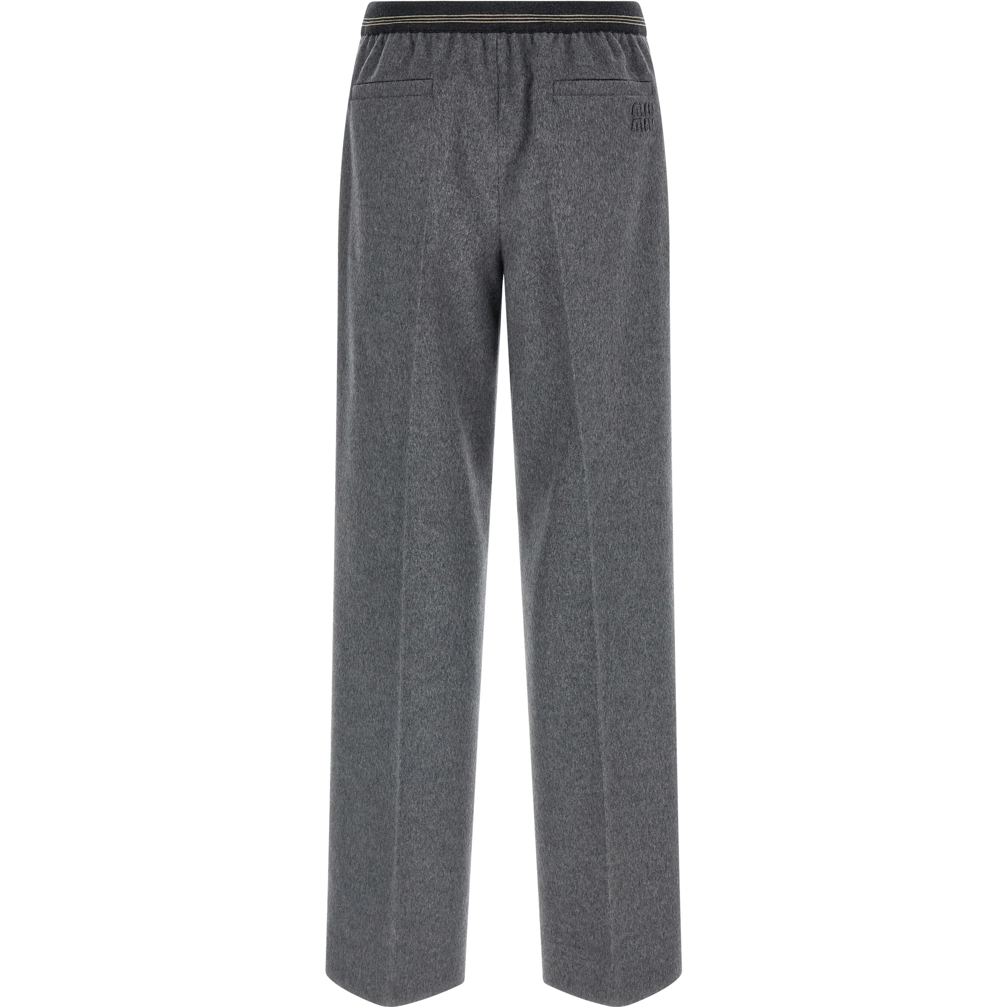 Gray Virgin Wool Casual Pants