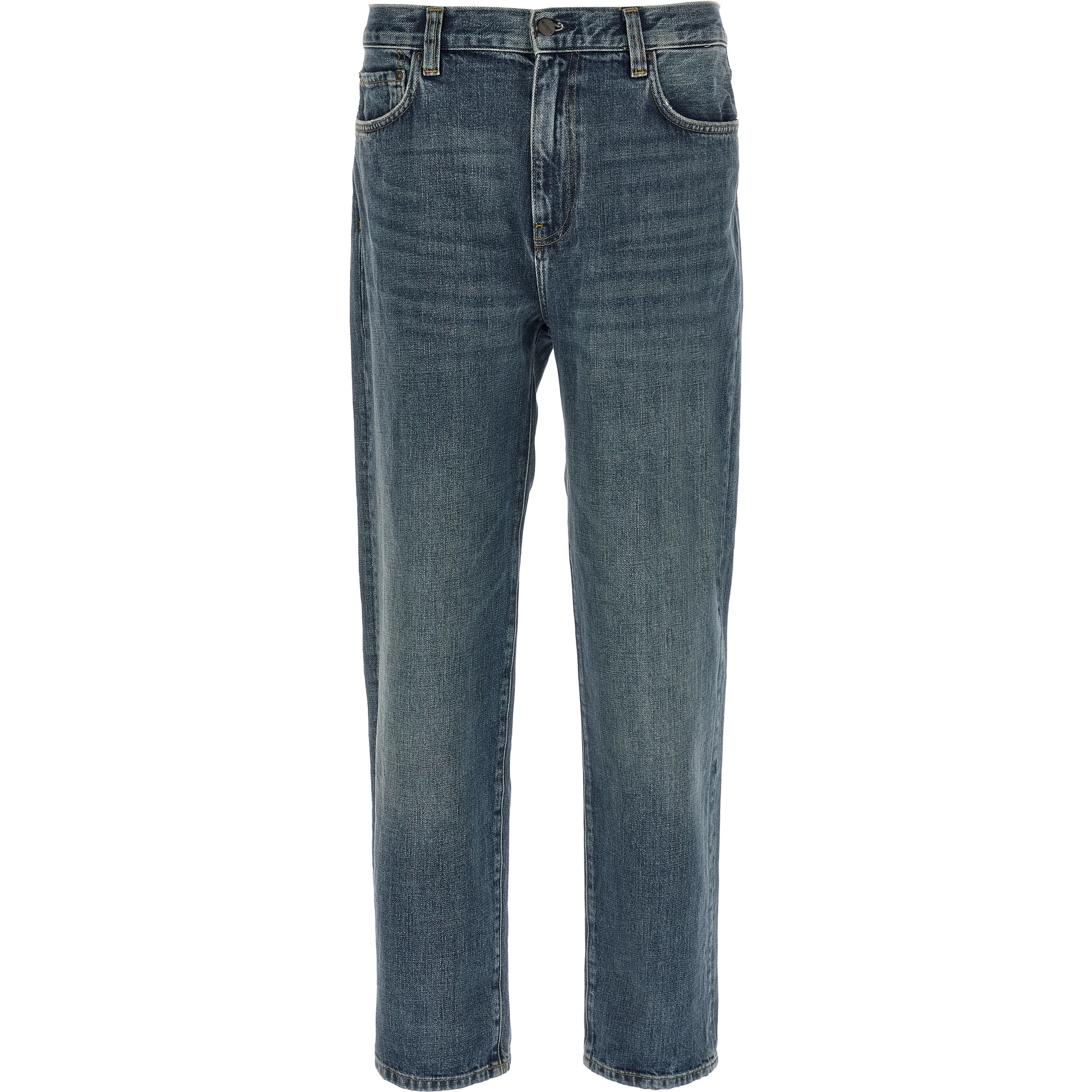 Blue Cotton Tapered Jeans