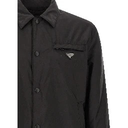 Black Recycled Polyamide Full-Length Jacket
