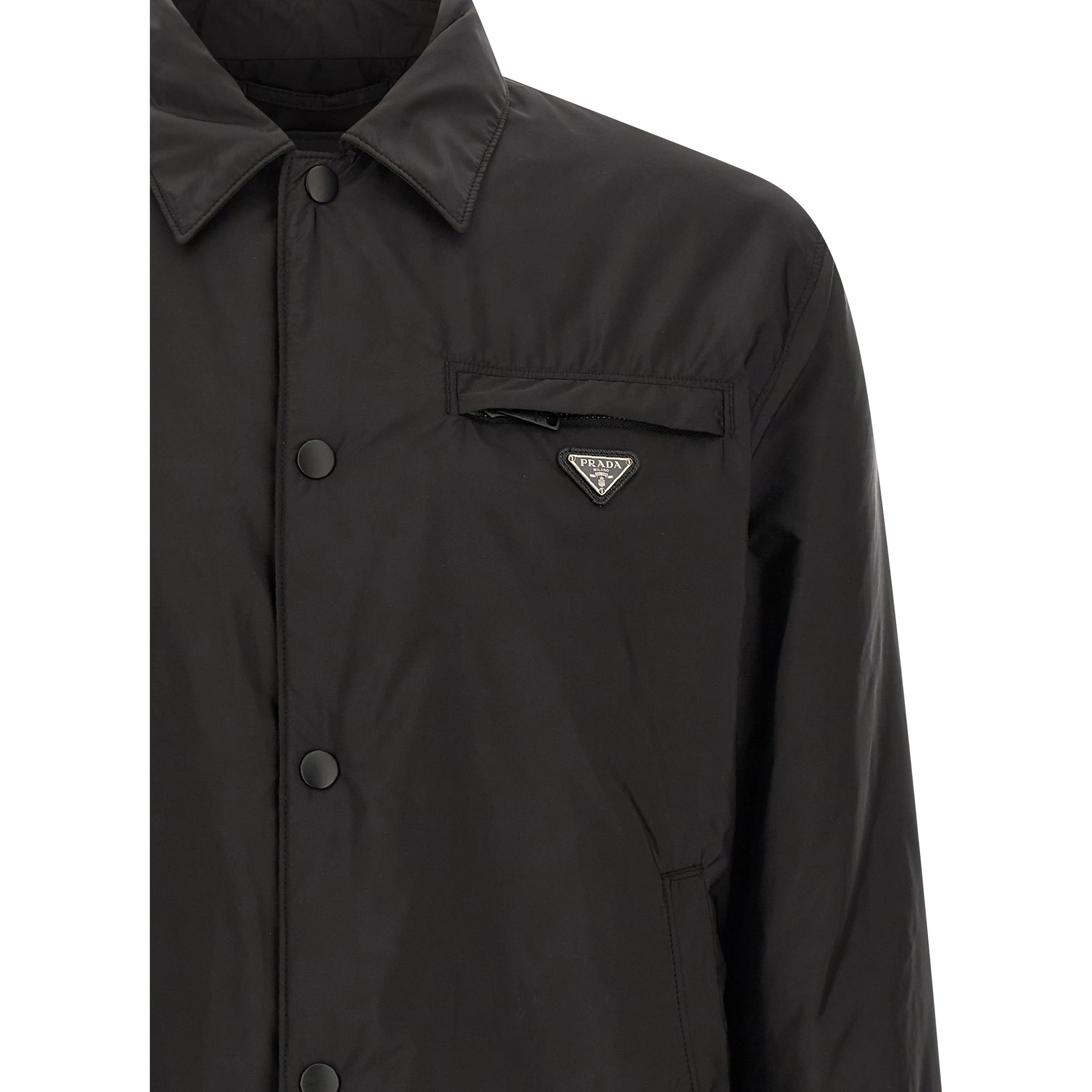 Black Recycled Polyamide Full-Length Jacket