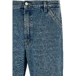 Blue Cotton Straight-Leg Jeans