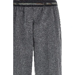 Gray Virgin Wool Casual Pants