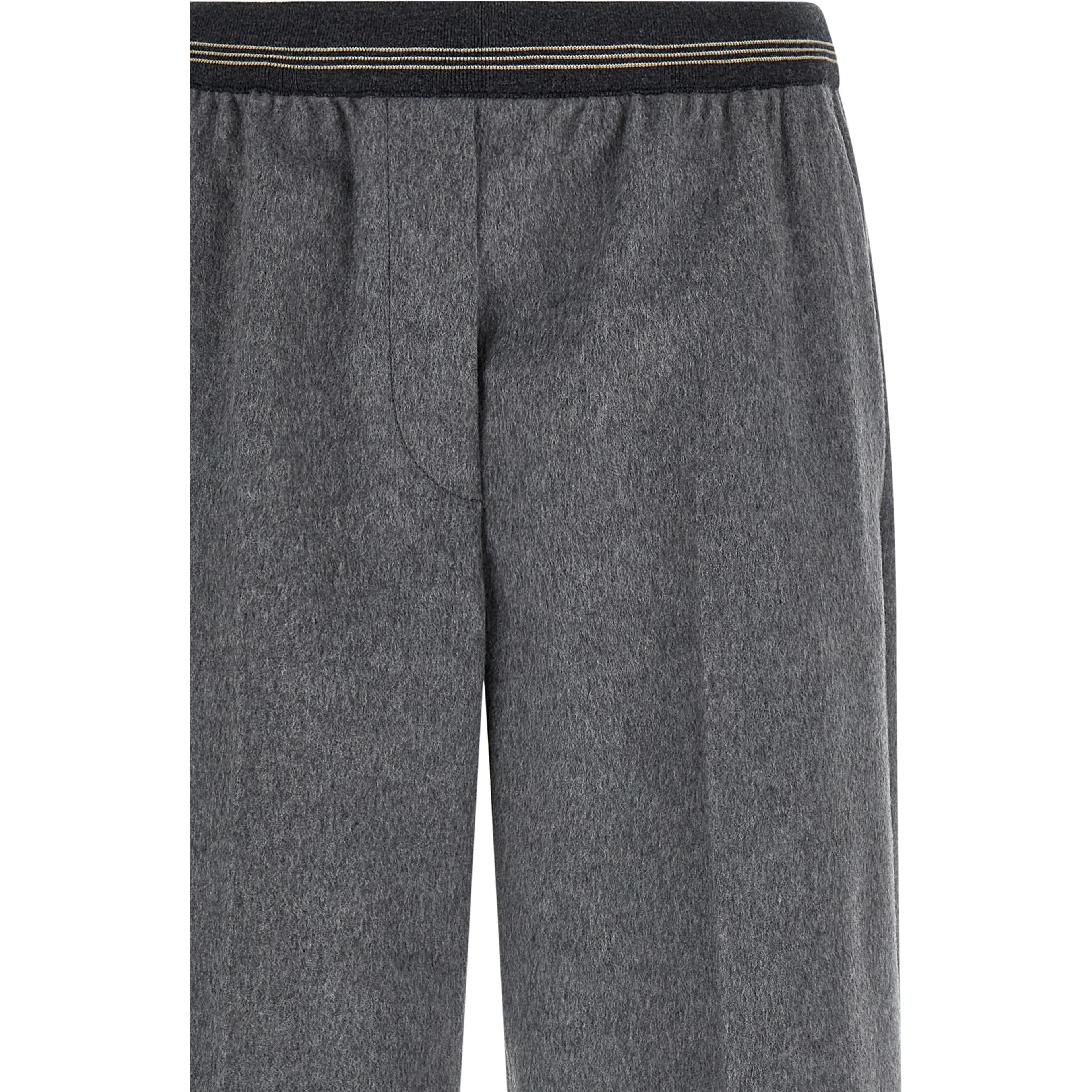 Gray Virgin Wool Casual Pants