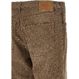 Brown Cotton Casual Pants