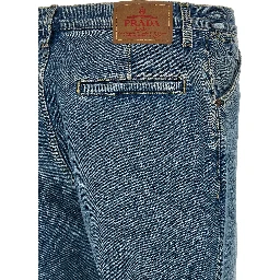 Blue Cotton Straight-Leg Jeans