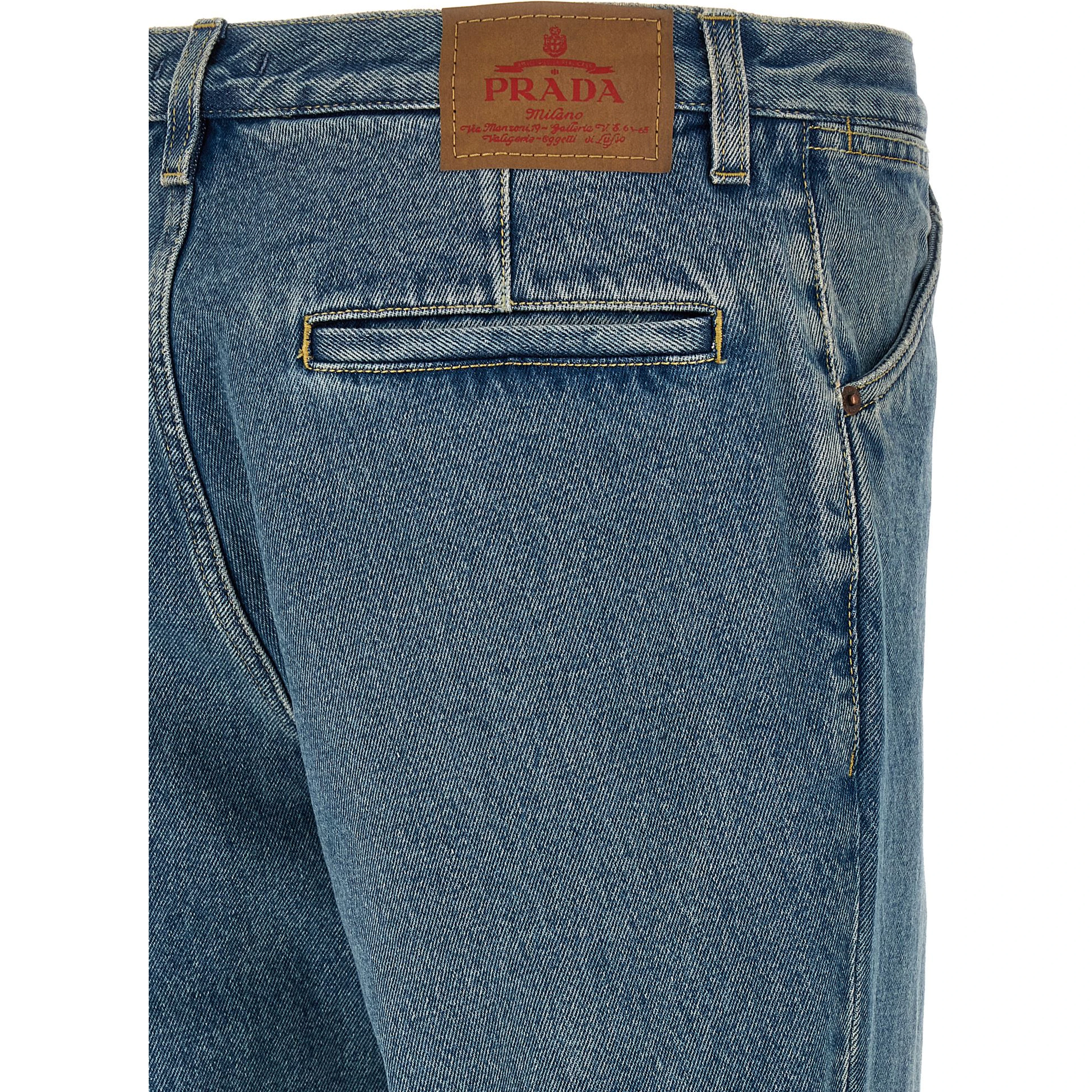 Blue Cotton Straight-Leg Jeans