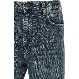Blue Cotton Tapered Jeans