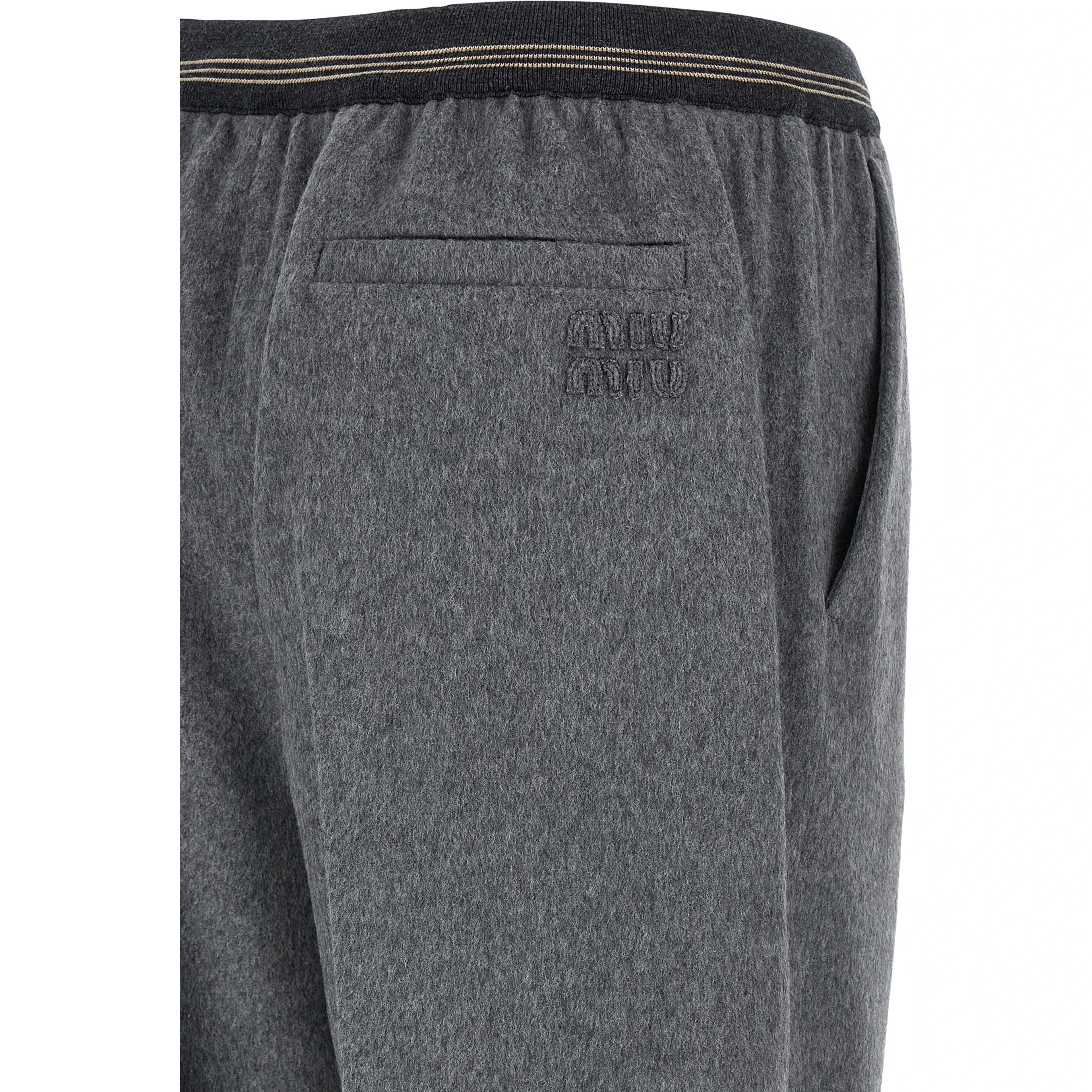 Gray Virgin Wool Casual Pants
