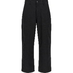 Black Polyester Casual Pants
