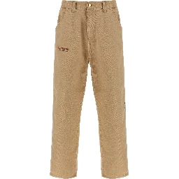 Beige Organic Cotton Casual Pants
