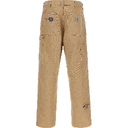 Beige Organic Cotton Casual Pants