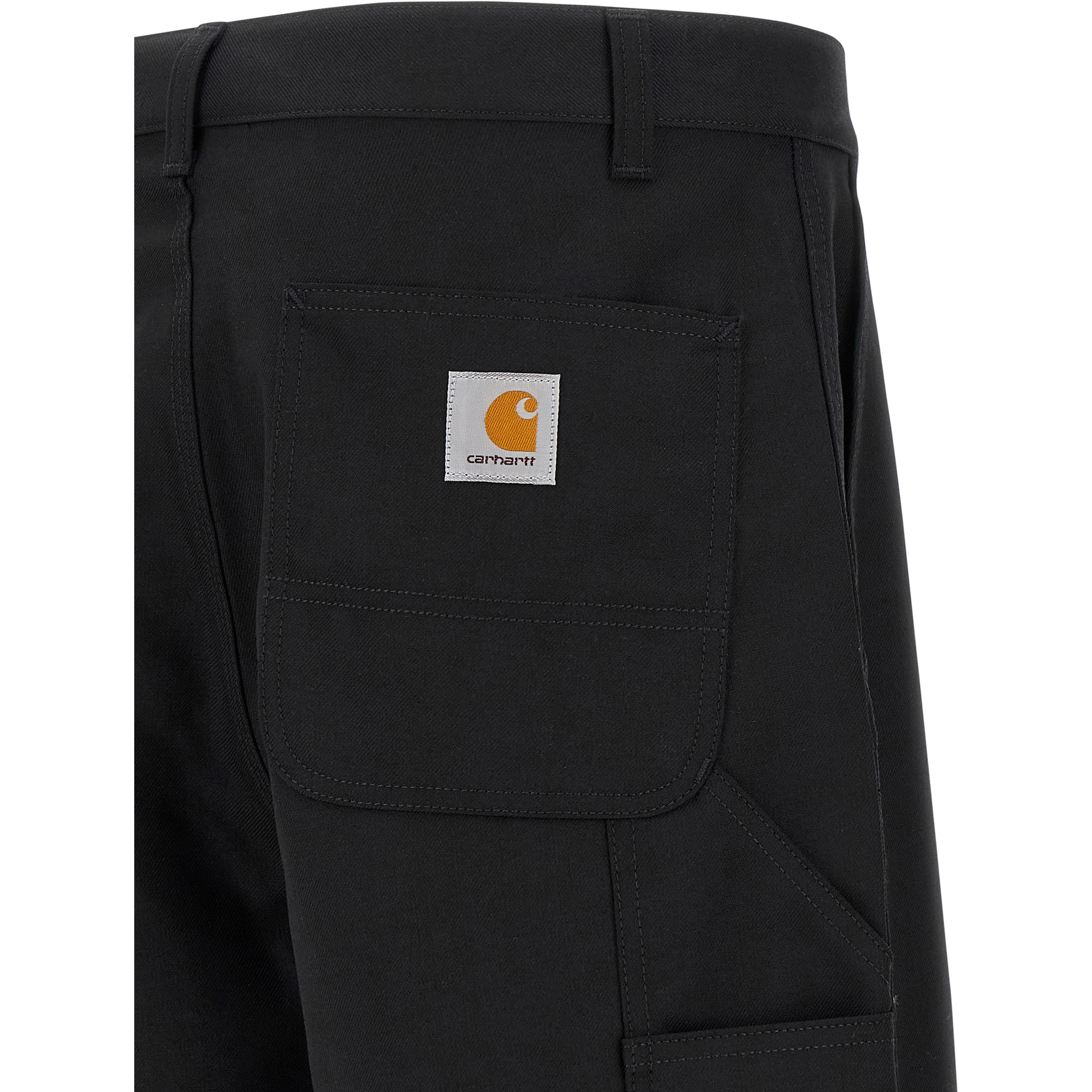 Black Polyester Casual Pants