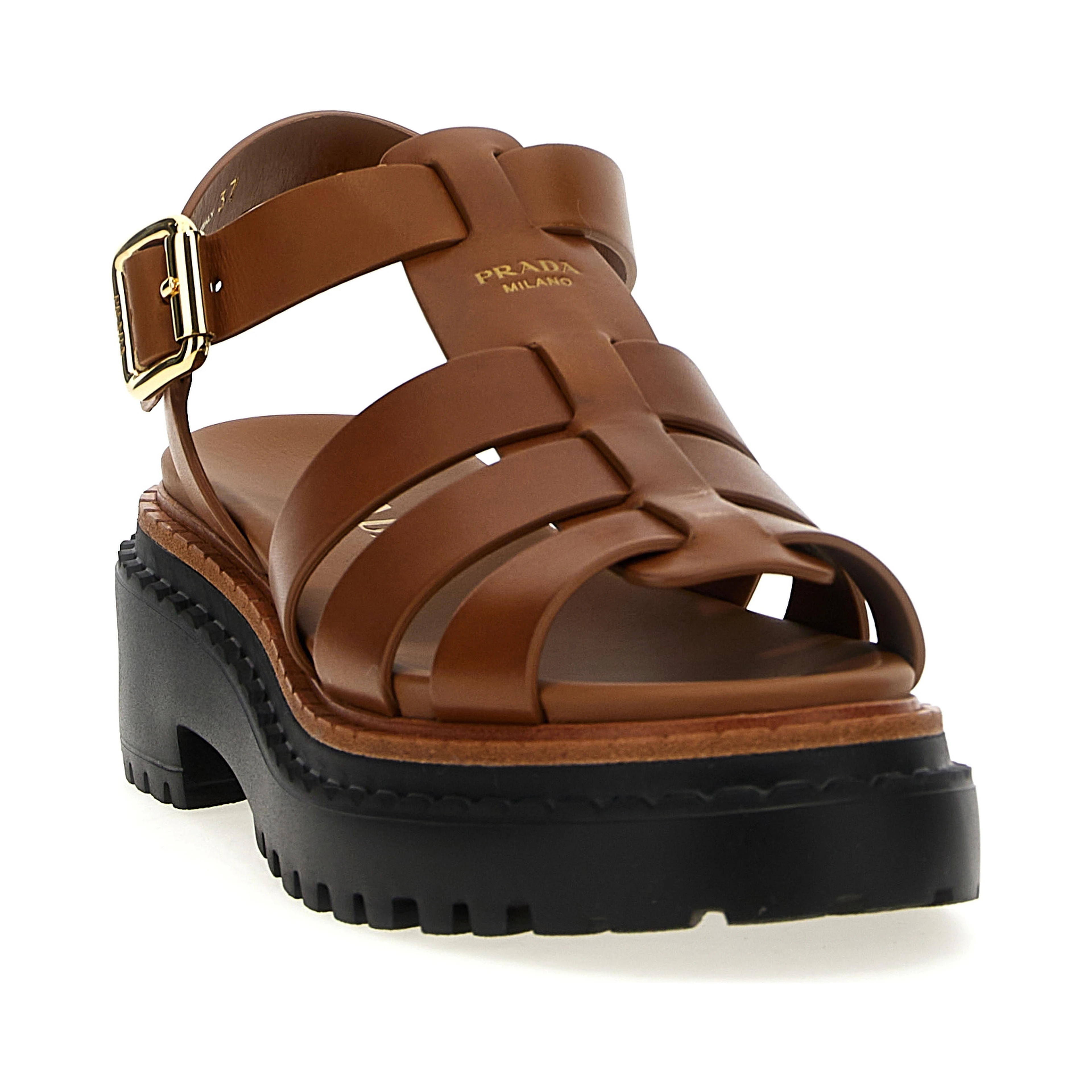 Brown Calfskin Flat Sandals