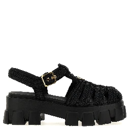 Black Viscose Platform Sandals
