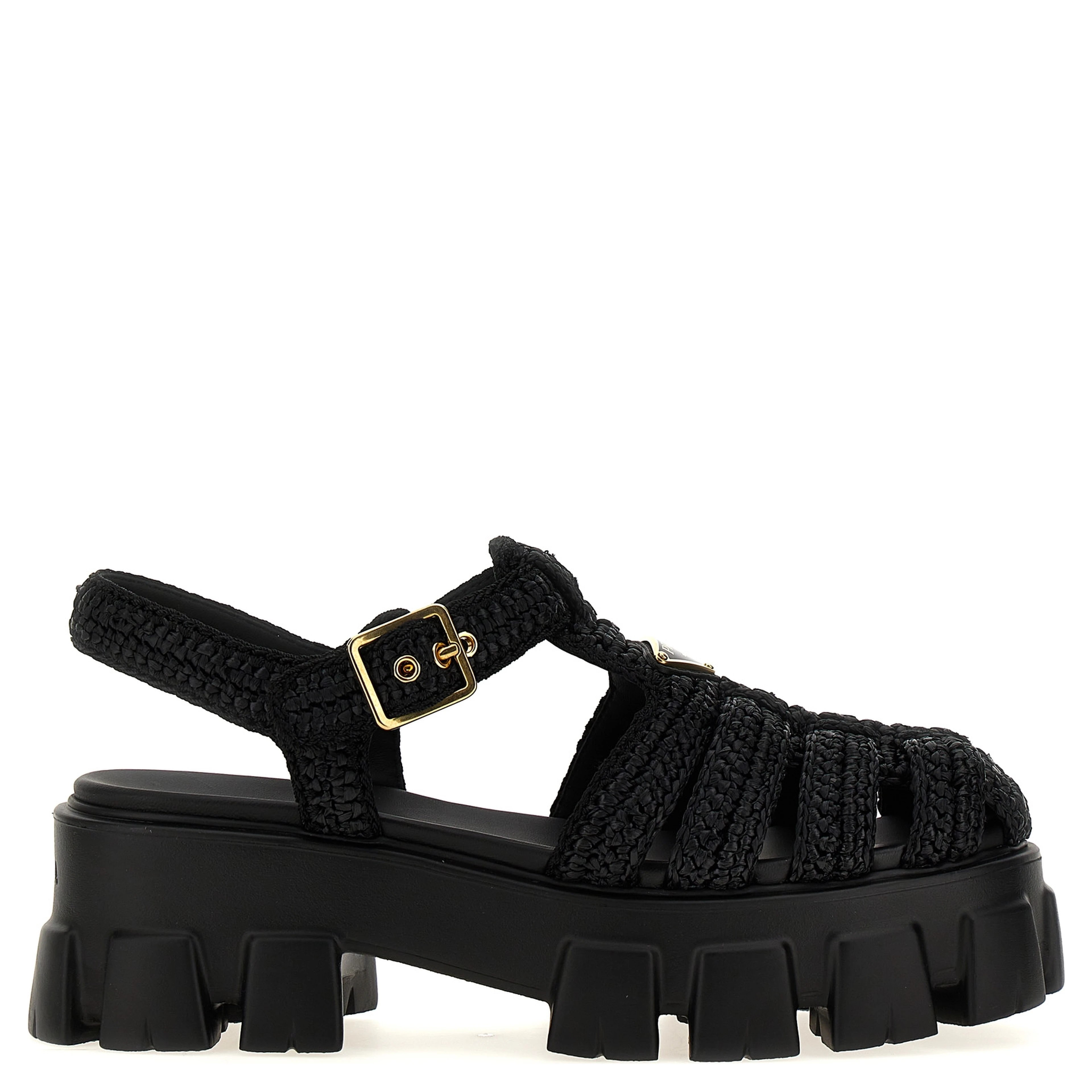 Black Viscose Platform Sandals