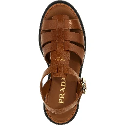 Brown Calfskin Flat Sandals