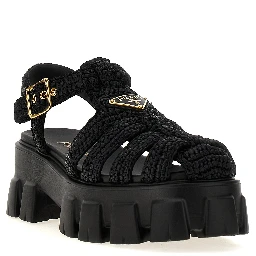 Black Viscose Platform Sandals