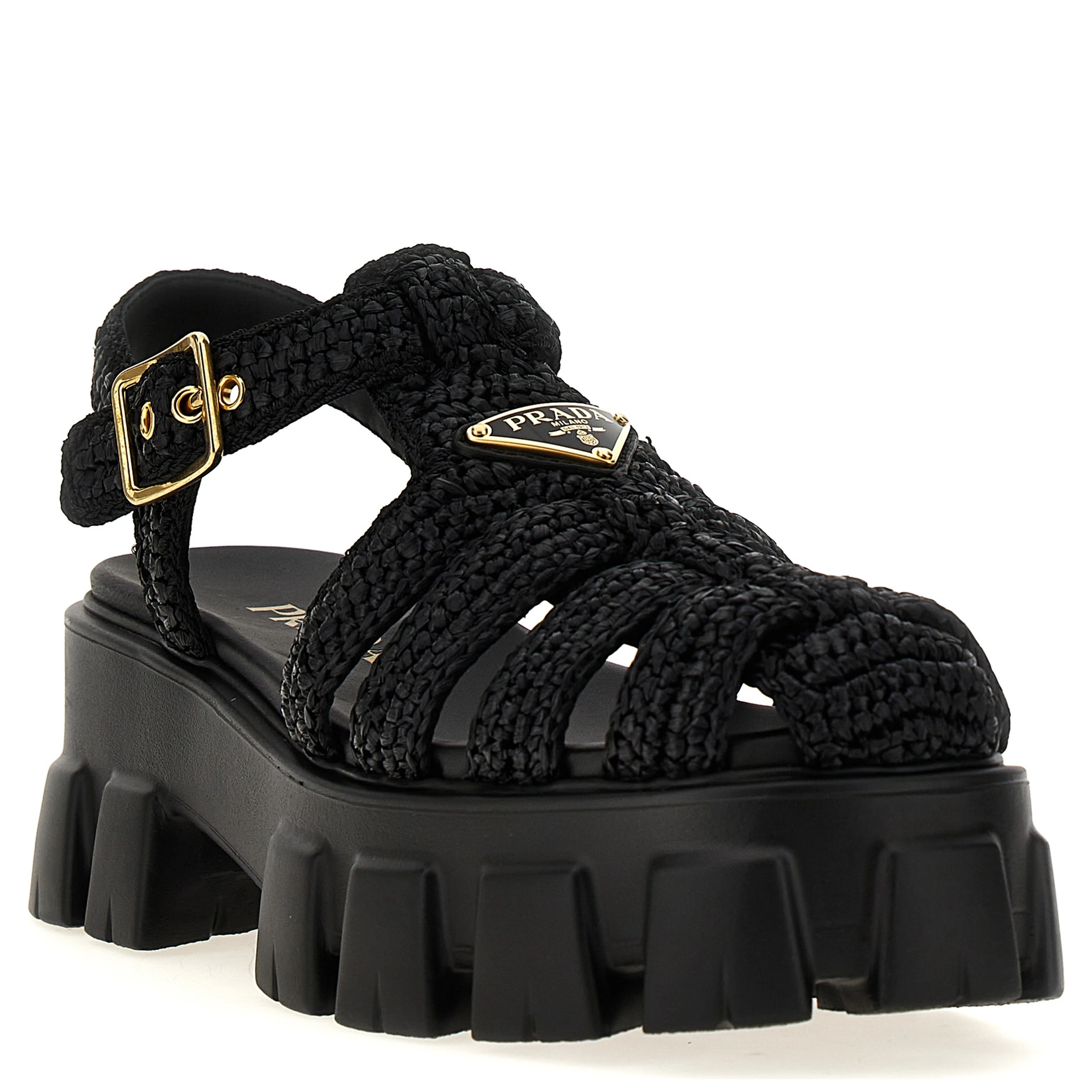 Black Viscose Platform Sandals
