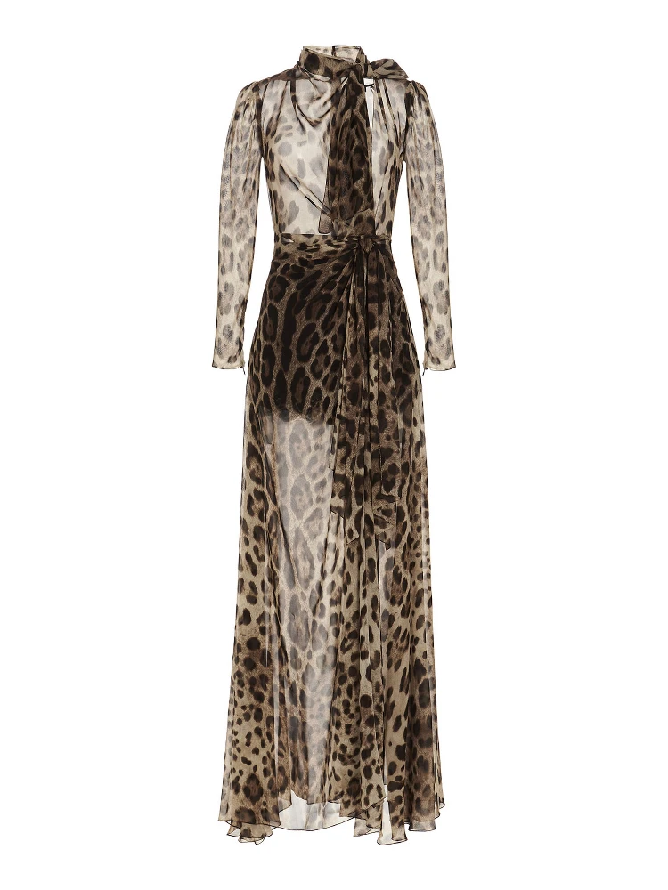 Brown Silk Casual Dress