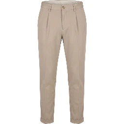 Beige Viscose Men Pants