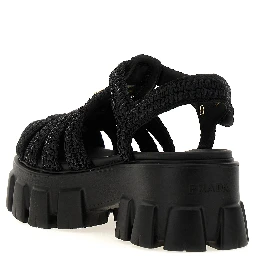 Black Viscose Platform Sandals