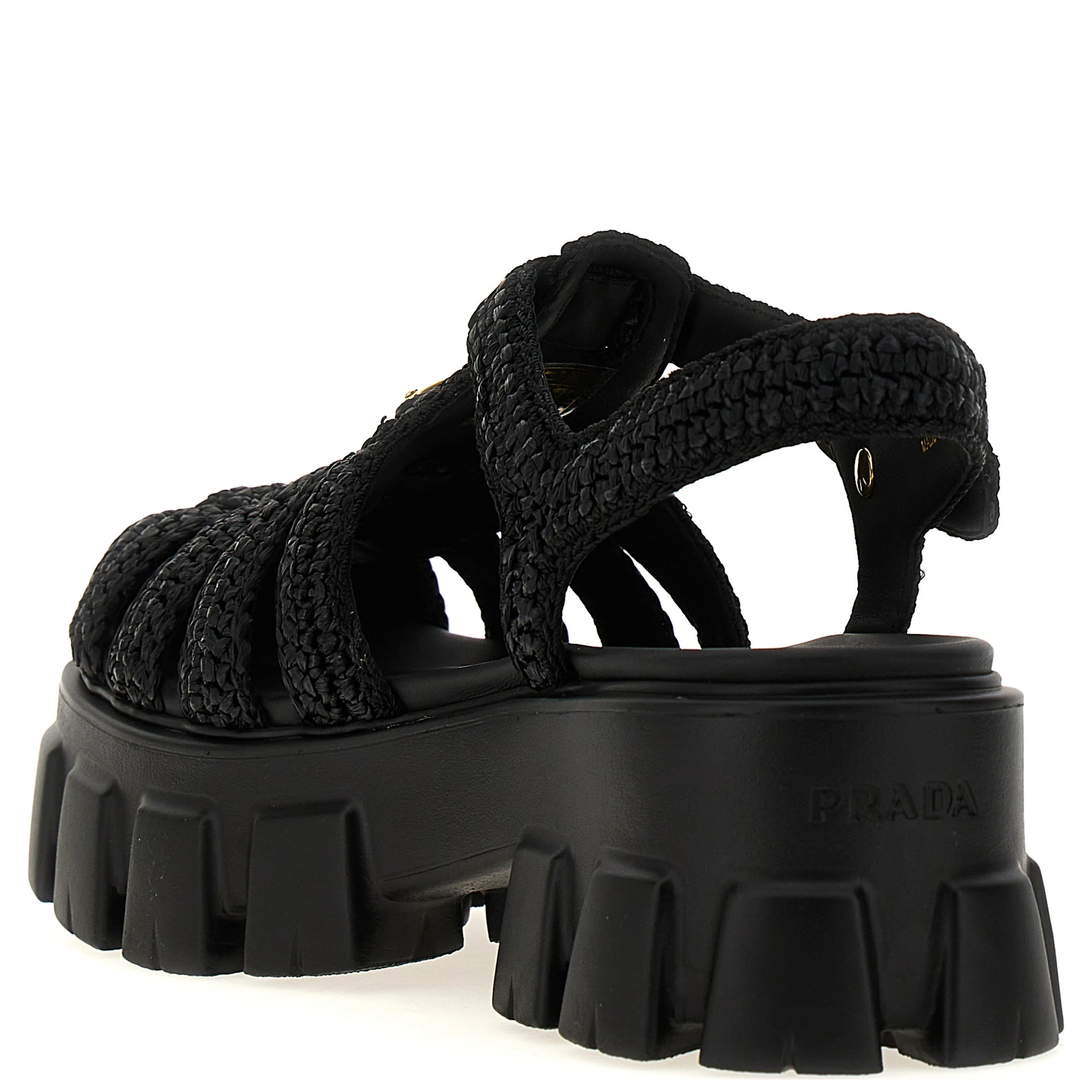Black Viscose Platform Sandals