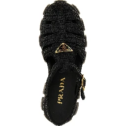 Black Viscose Platform Sandals
