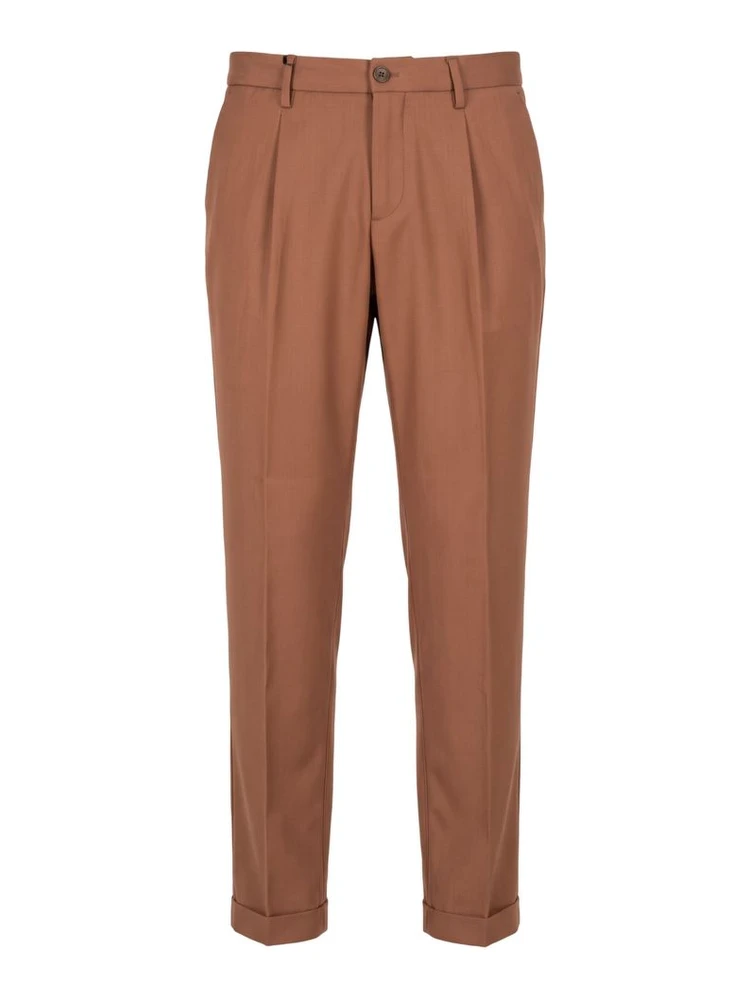 Brown Viscose Men Pants