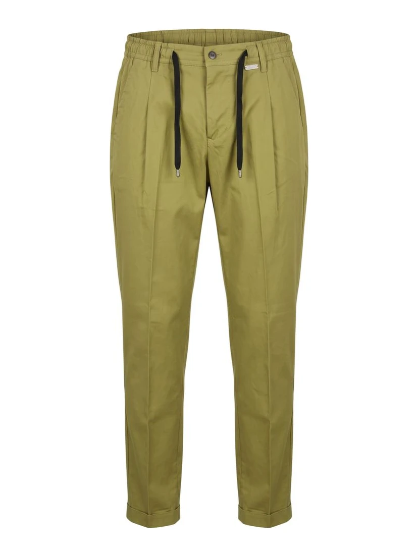 Green Cotton Men Pants