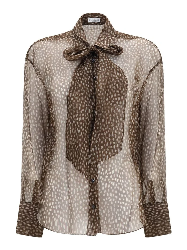 Brown Silk Pattern Shirt