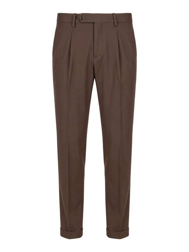 Brown Viscose Men Pants