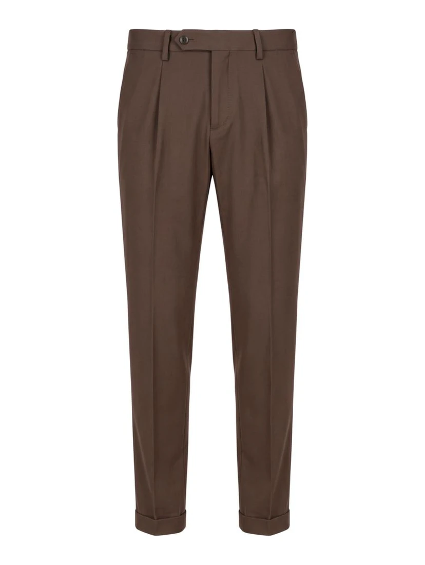 Brown Viscose Men Pants