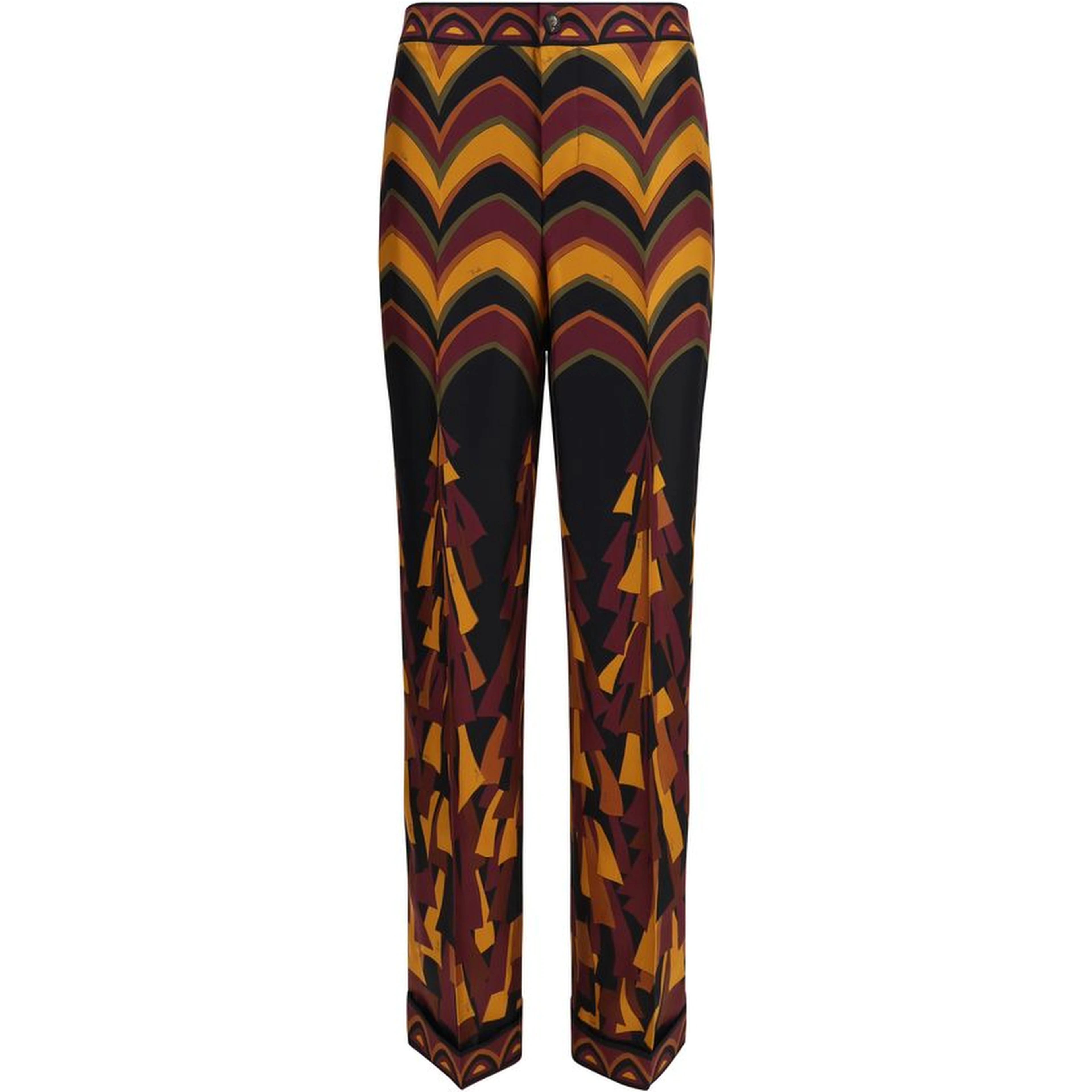 Multicolor Silk Casual Pants