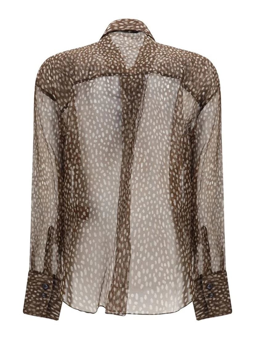 Brown Silk Pattern Shirt