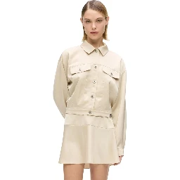 Beige Polyester Full-Length Jacket