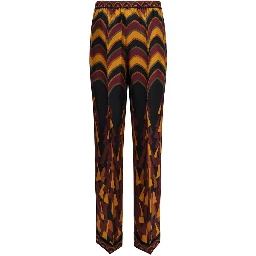 Multicolor Silk Casual Pants